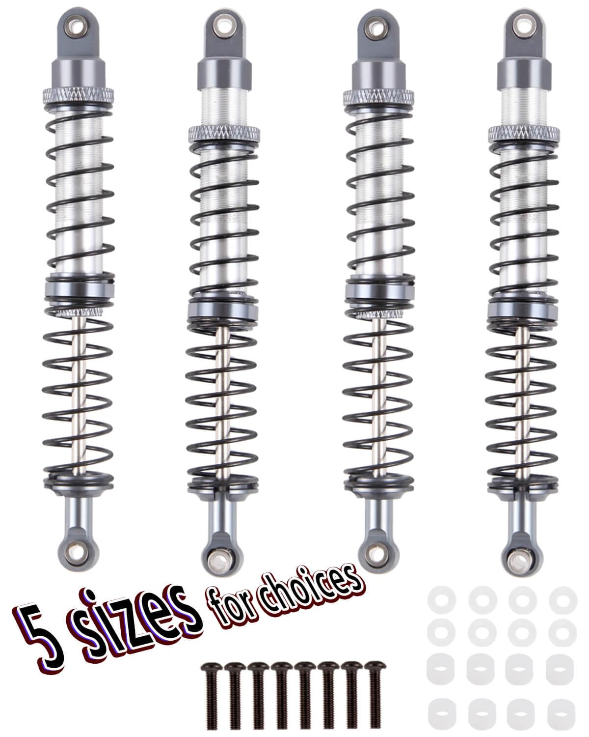 hopsupRC 110mm 7075 RC Shocks Absorber Upgrades for 1/10 RC Hobby Cars,4PCS Aluminum Full Metal Front Rear Shocks Absorber Damper,Titanium