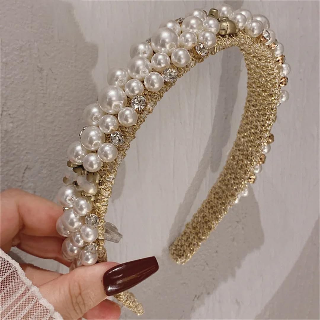 Lusso strass perle fascia floreale accessori per capelli per le donne
