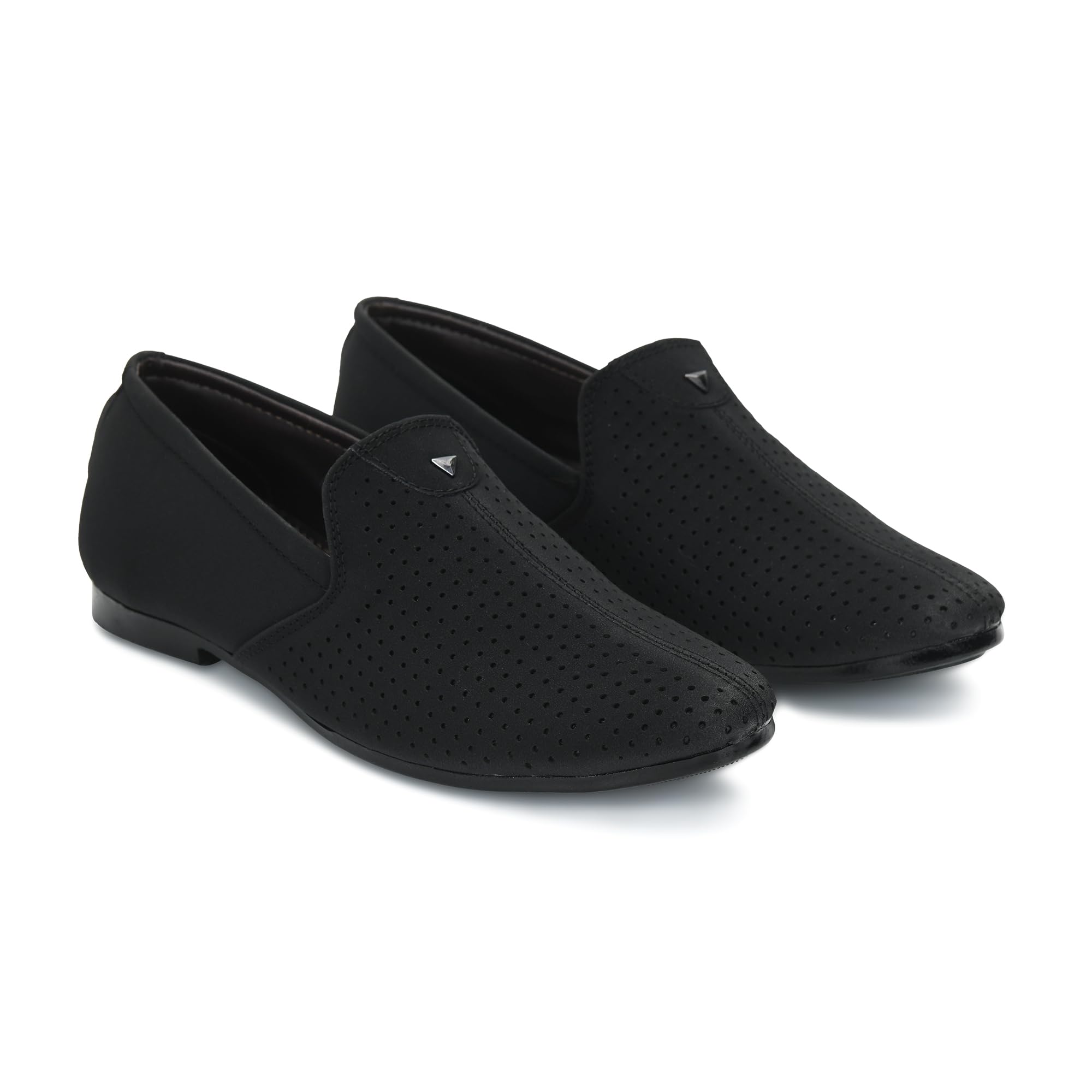 Ethnic Suede Slip-On Juttis for Ethnic Perforated Design Comfort Fit Mojaris for Men Classic Tapered Fit for Kurta, Sherwani & Indo-Fusion Outfits-image-35