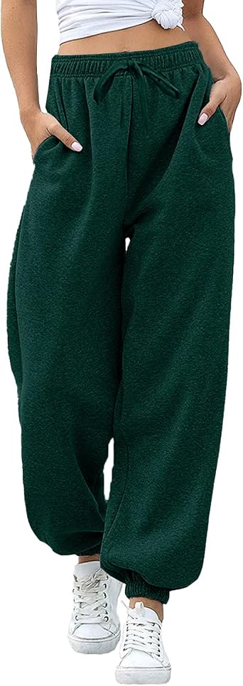 Baggy Sweatpants for Women Casual Drawstring Sweat Pants High Waist Workout Joggers Lounge Trousers with Pockets