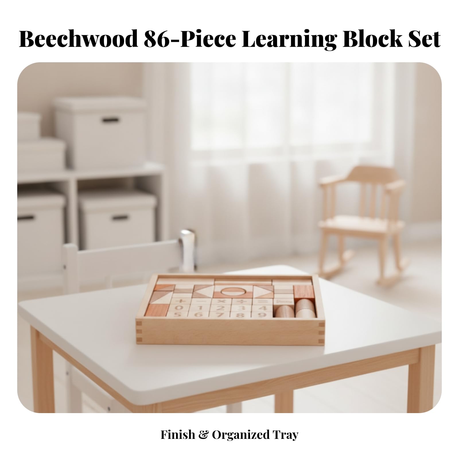 Blocchi di Legno con Vassoio Sicuro metodo educativo, Set di Blocchi in Legno, Costruzioni, per Scuola infanzia, Bambini, Neonati