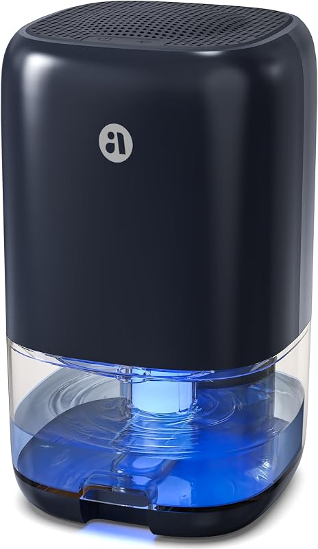 Deshumidificador de 35 oz para dormitorio RV, silencioso con apagado automático, azul | Deshumidificadores pequeños de 280 pies cuadrados para el armario del baño del hogar, luz de 7 colores, ultra silencioso de 28 dB, tanque de agua de 35 oz
