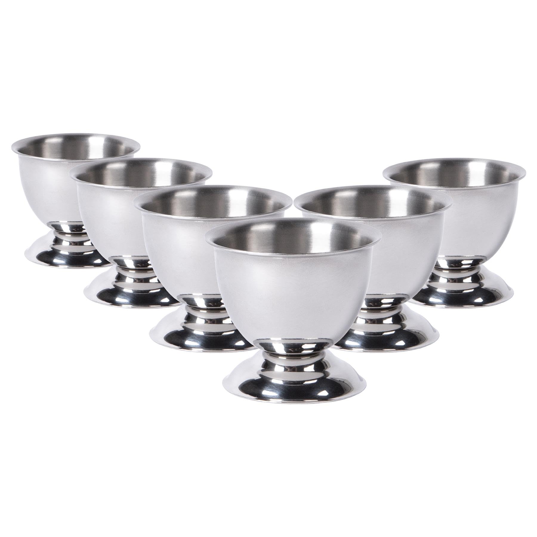 Argon Tableware Stainless Steel Egg Cup - Pack of 6 - Modern Style Metal Breakfast Brunch Easy Clean Hard Soft Boiled Eggs Dipping Holder Stand
