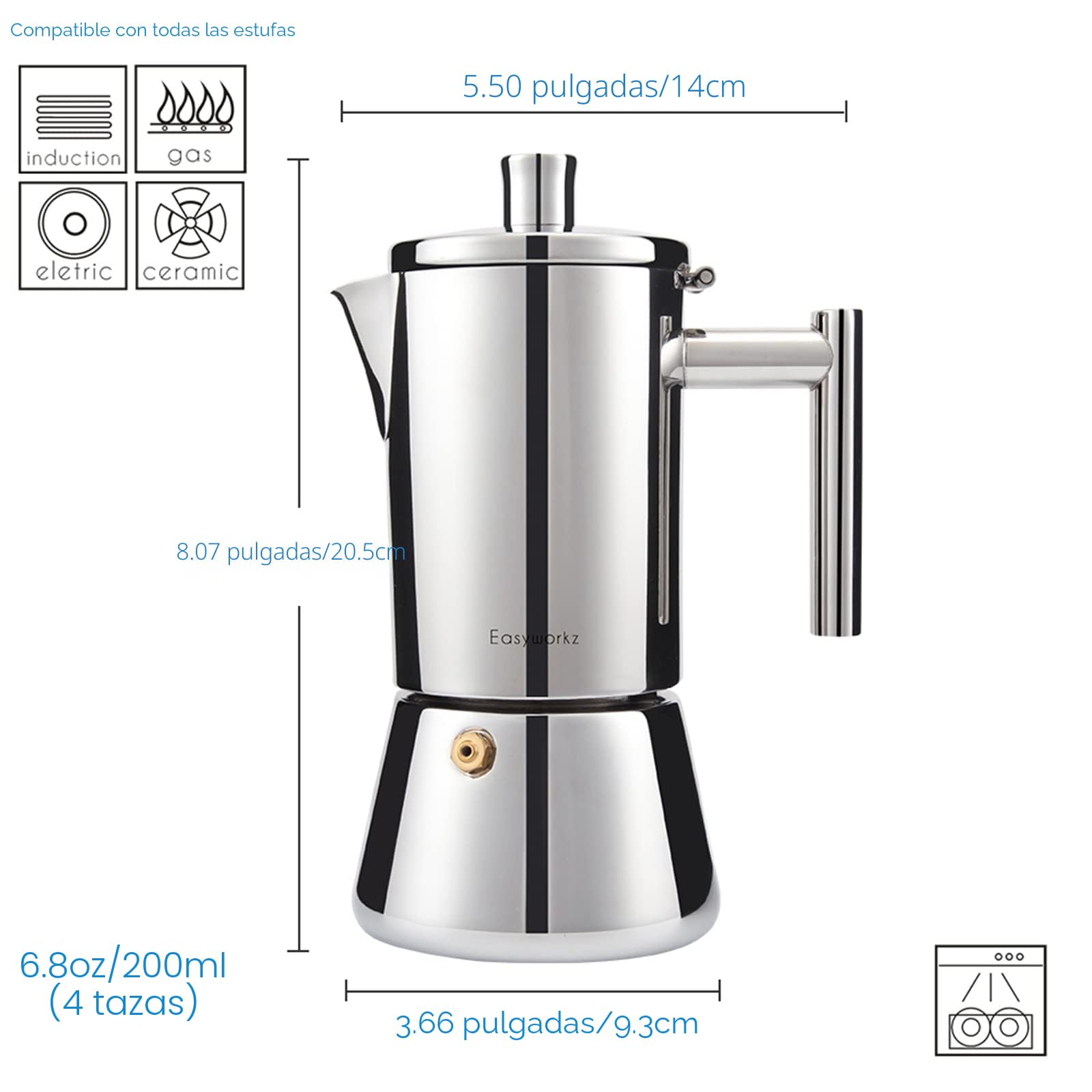 Amazon.com: Easyworkz Diego - Cafetera italiana de acero