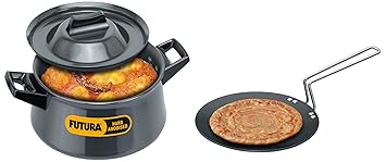 Hawkins Futura Hard Anodised Tawa, 22Cm, Black & Futura Hard Anodised Handi Sauce Pan, 3 litres, Black