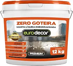 Manta Liquida Emborrachada Premium Euro Decor Zero Goteira 12KG Contra Fissuras Trincas Infiltrações (Gelo)