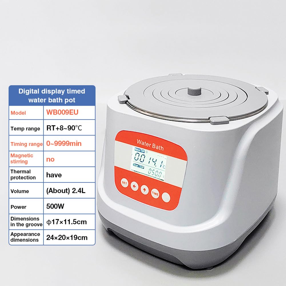 Baño María Digital de Temperatura Constante con Temporizador para Evitar Quemaduras y Función de Secado para Leche Caliente y Agua Destilada. Enchufe de la UE.