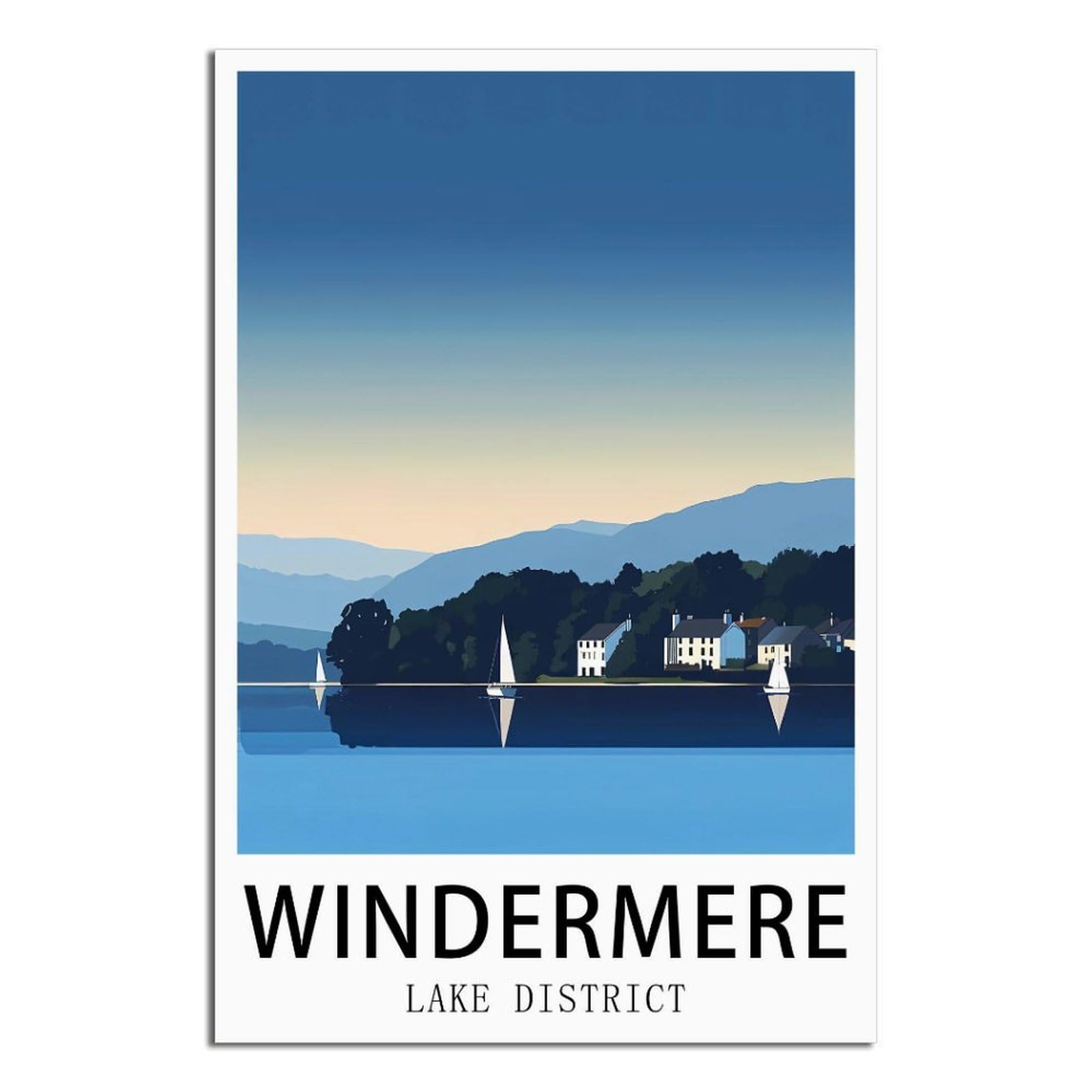 EZMLFA 5D Diamond Art Kits Adults,Windermere Lake District,DIY Cross Stitch Crystal Rhinestone Embroidery Pictures Craft for Home Wall Deco 40x40cm