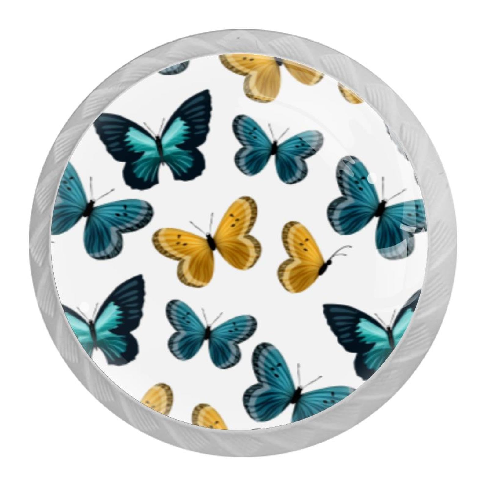 Tqmspg Multi03 4 Pieces Drawer Pulls Butterfly Butterflies Door Knobs Dresser Handles For Kitchen Wardrobe Cupboard Hardware Furniture