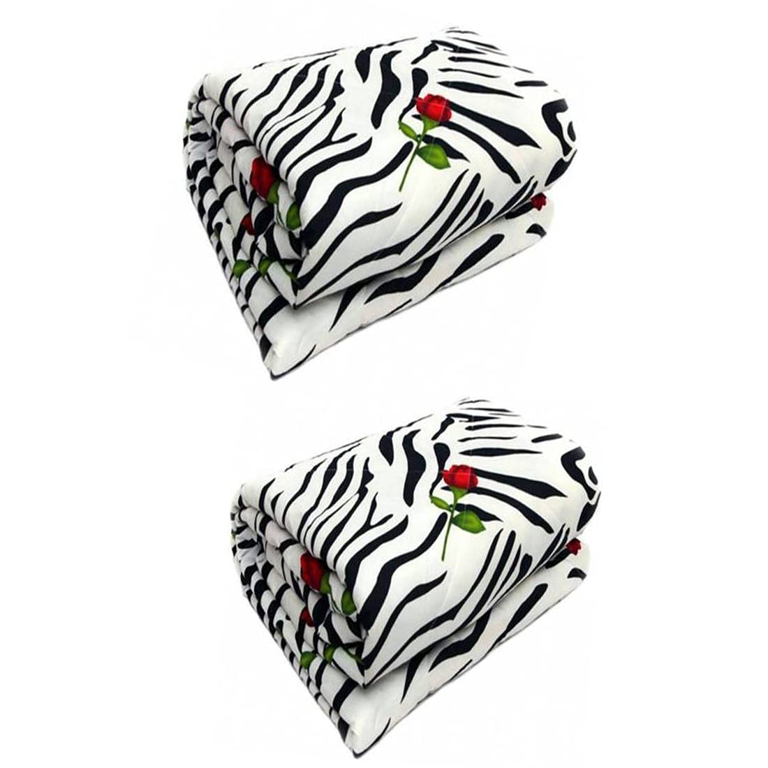 100% Reversible Single Bed Dohar Combo Microfiber, Polycotton Set of 2 Pc (White Zebra)
