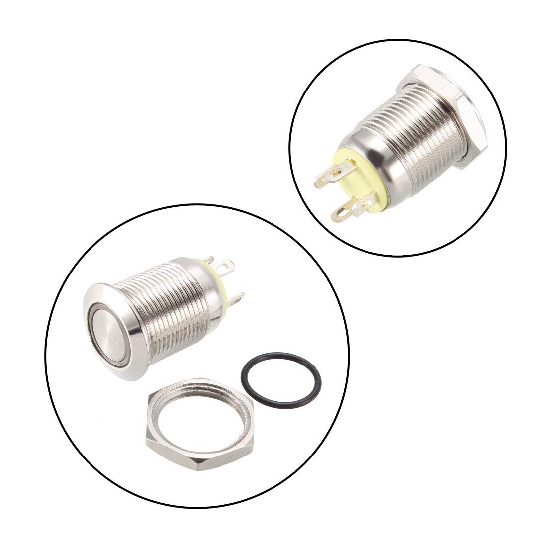 Uxcell Latching Metal Push Button Switch 12mm Mounting Dia 1NO 24V Blue Led Light