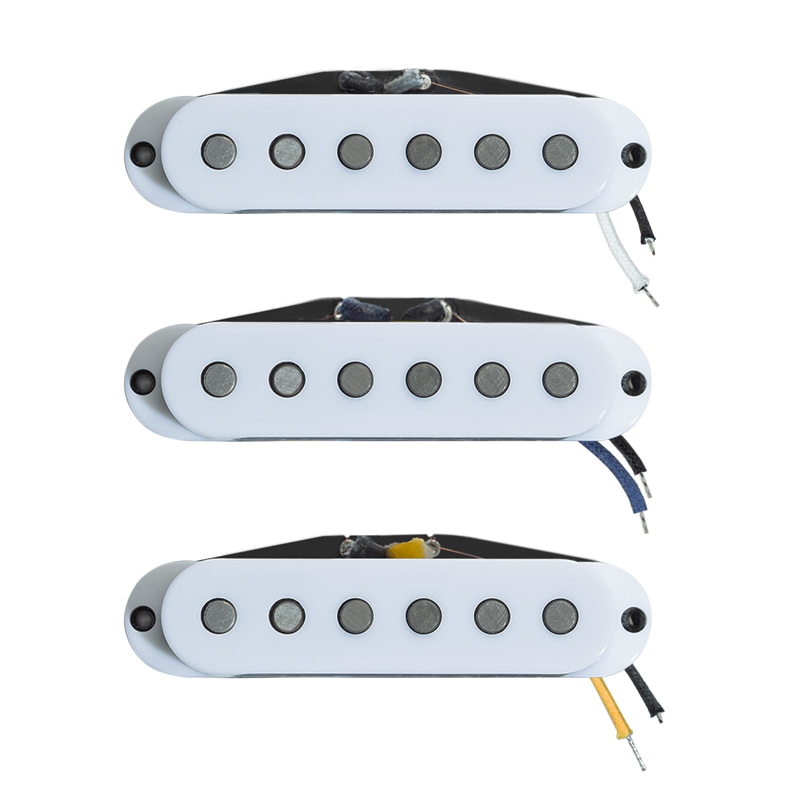 Pro ST-60S Staggered Alnico 5 pojedyncza cewka szyjka/50 mm środkowy / 50 mm mostek/52 mm zestaw przetworników do gitary elektrycznej w stylu Strat, biały