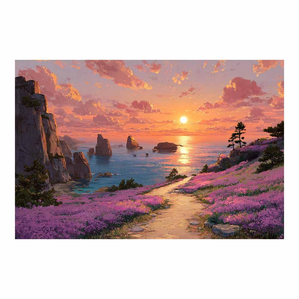 HOQIU Landscape wall art Pastel Ocean Sunset canvas art, art print, house decor, bedroom wall decor above bed, prints for living room.(Multicolor)-60x80cm Unframed