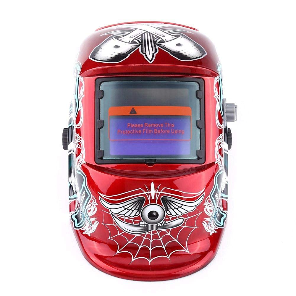 Ejoyous Careta Soldar Automatica, Máscara de Soldadura Protección de Soldador Energía Soldar para Más Modos TIG MIG MAG, Pirata Rojo, Amplia Sombra 4/9-13