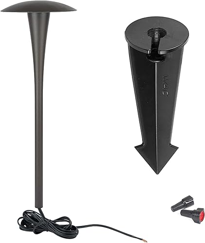 Miniatura 2 de Iluminación de paisaje WAC, luz LED redonda de 12 V para camino y área de 3000 K en latón macizo recubierto con bronce