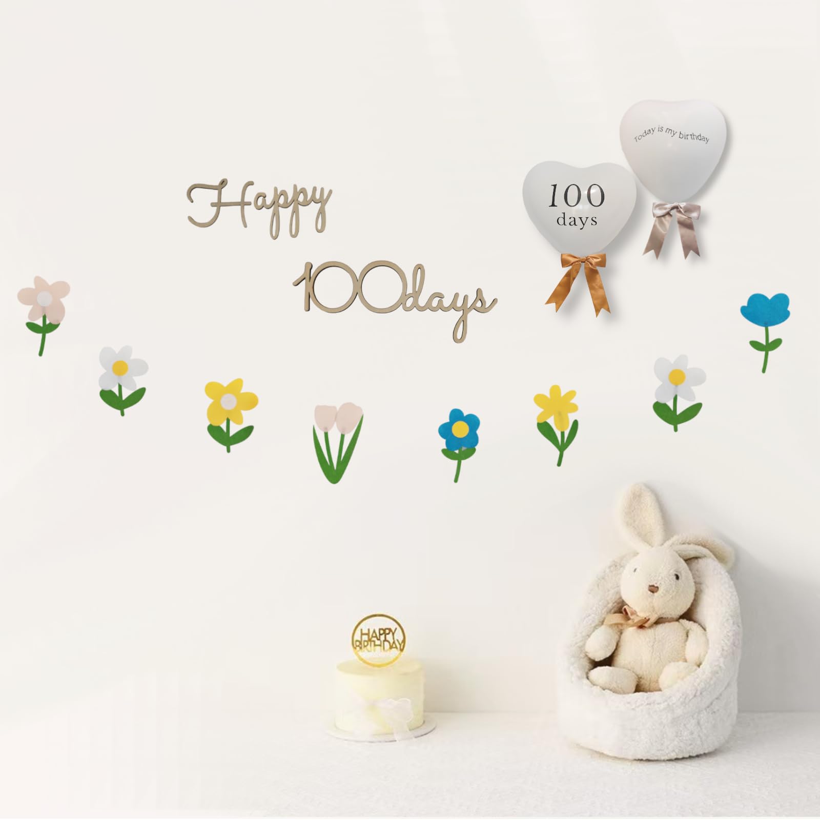 コメント専用ページhappy100days✧‧˚ Amazon.co.jp: 木製 100日誕生日 レターバナー 誕生日 フラワー 飾り