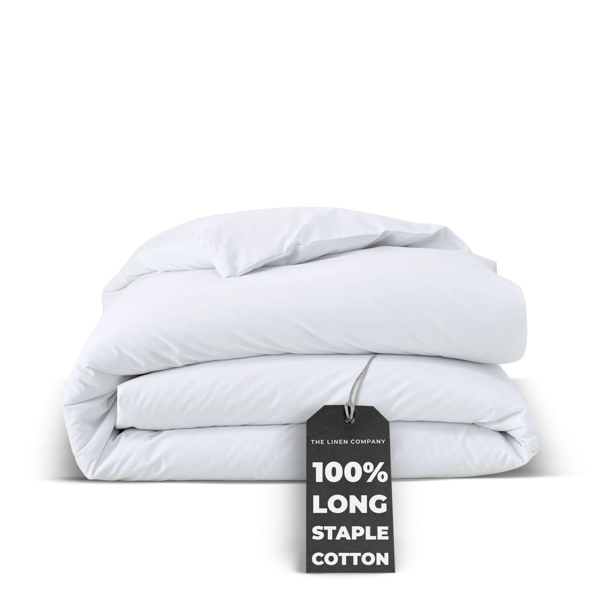 Duvet Cover Double Size - 300 Thread Count - 100% Long Staple Cotton, Luxurious Sateen Duvet Double Size - Silky-Soft Solid Duvet Cover 200x200 cm with Button Closure and Corner Ties