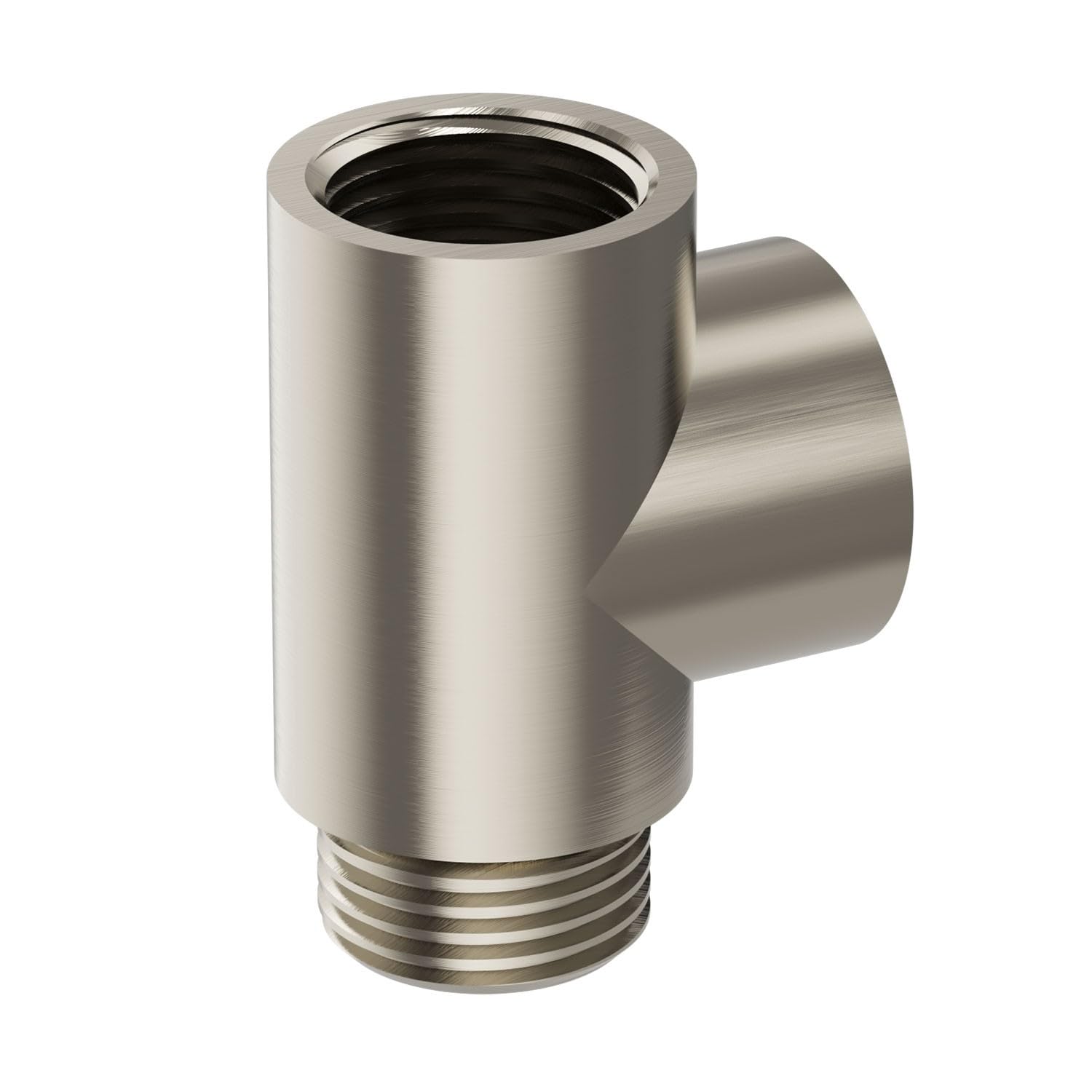 Brushed Nickel T Piece Adapter for Radiator Towel Rails Duel Fuel