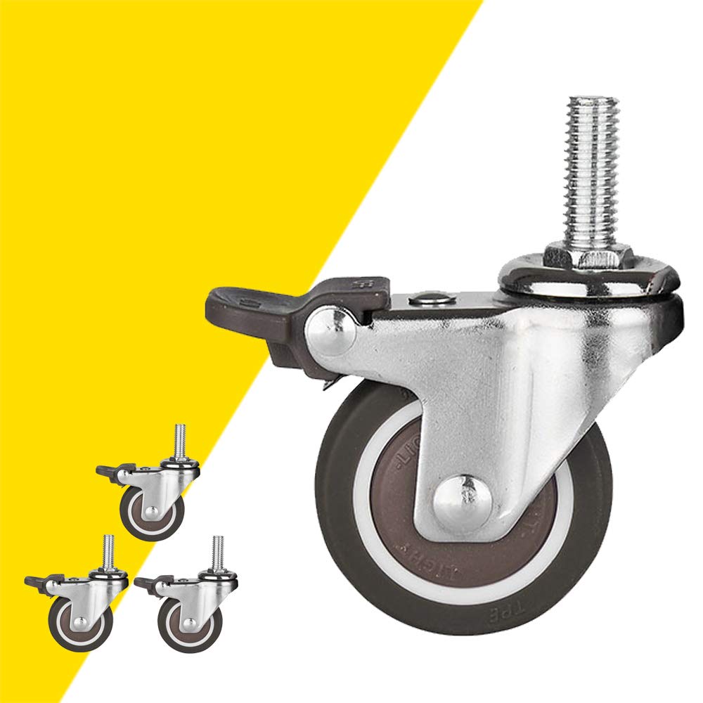 Roulettes pivotantes M6 M8 M10 en caoutchouc avec frein pour meubles lot de 4