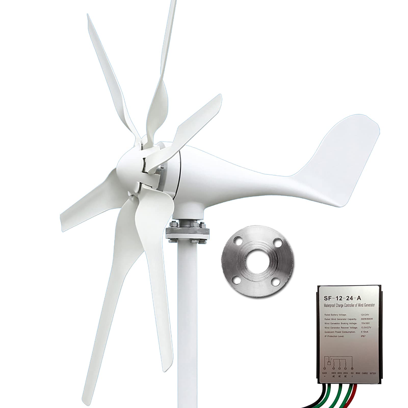 Amazon.co.jp: 800W 12V 24V 6ブレード風力発電機+コントローラー風力