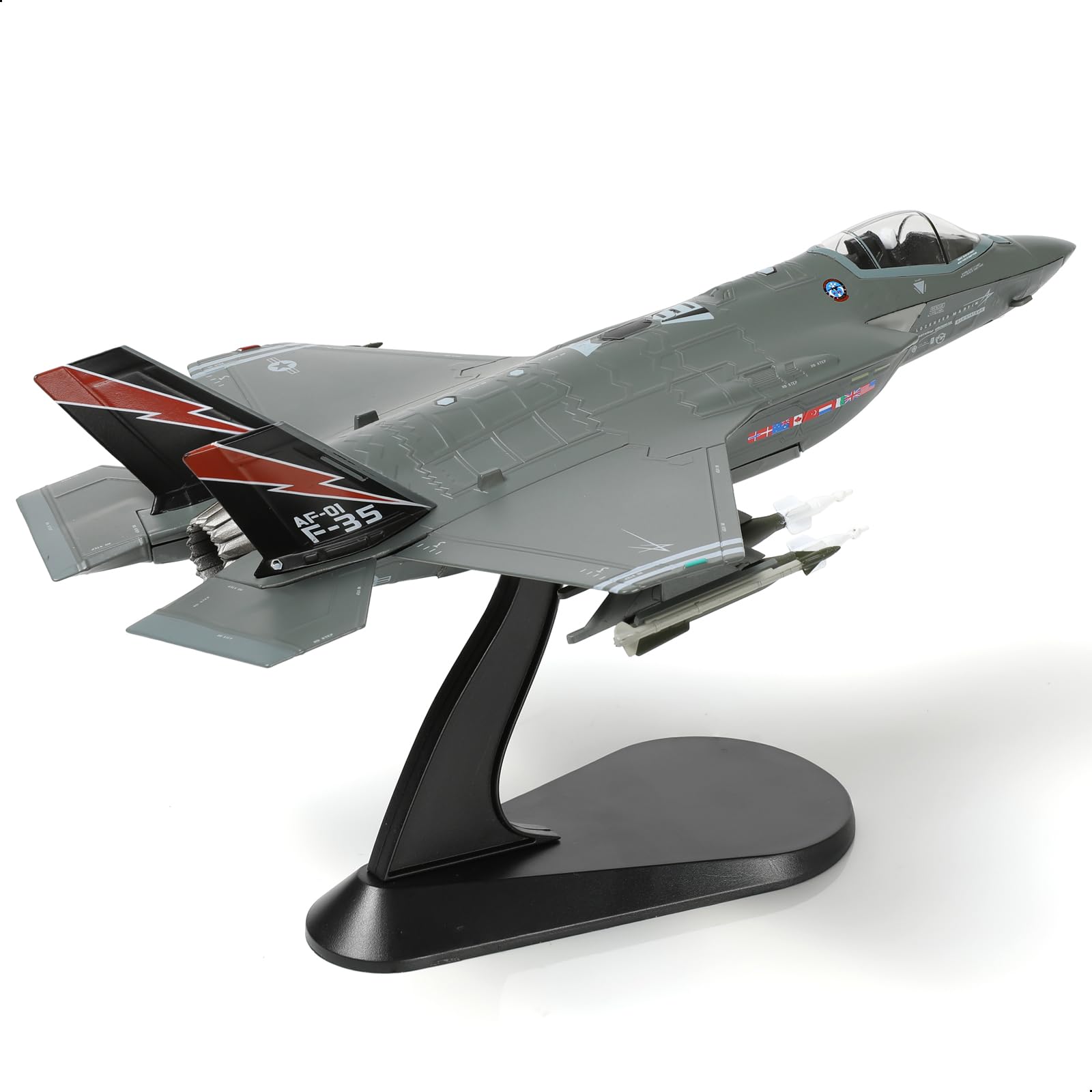 NUOTIE 1/72 F-35A Lighting II Fighter Aircraft Model Fighter U.S. Airforce AF-01 Modello di aereo pressofuso con espositore Squadrone F35A Flight Mode (AF-01) Collezione di modelli regalo per adulti