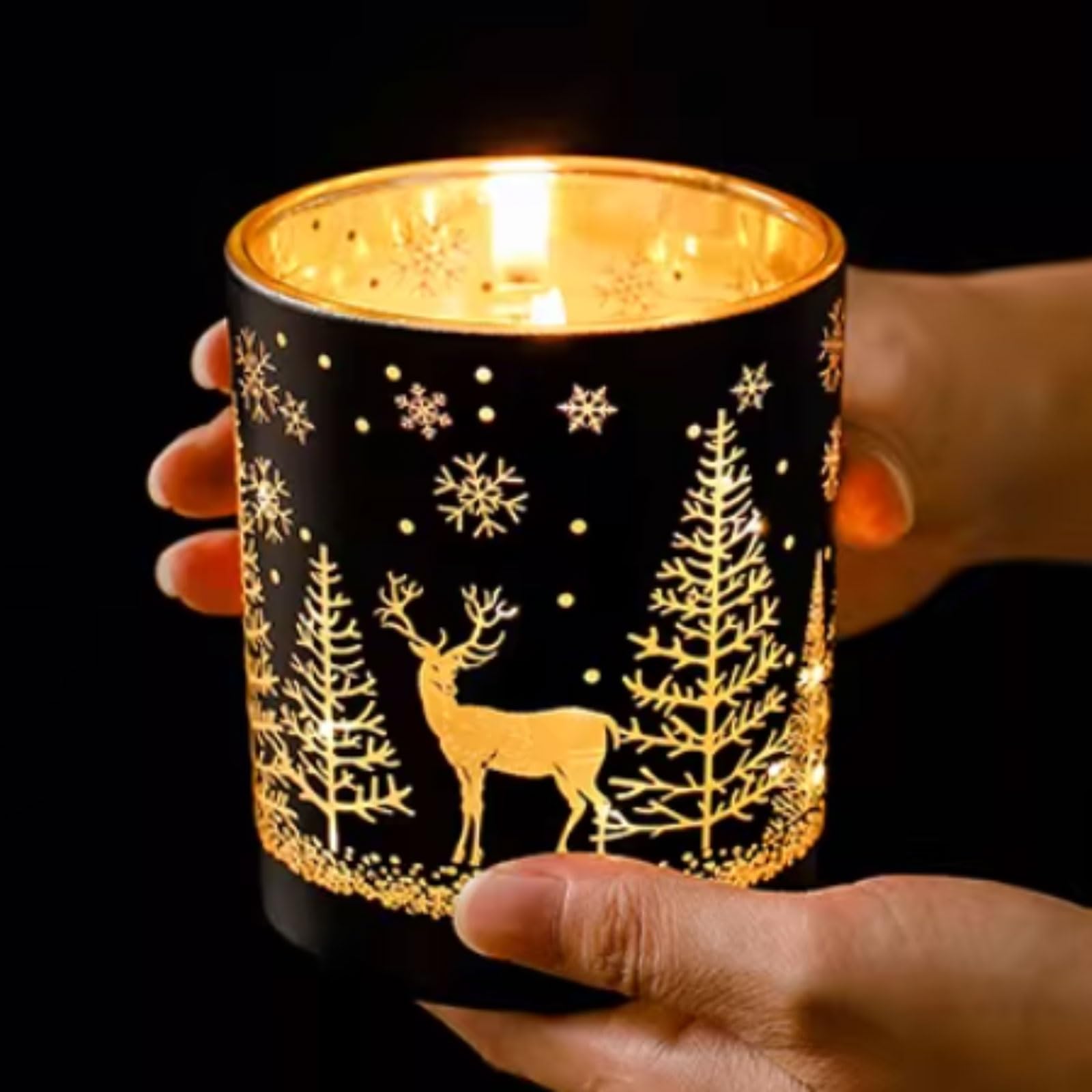 Velas de vidrio con LED hechas con cera de soja y aceites esenciales, vela de aromaterapia reutilizable de larga duración for mujeres y hombres(Sandalwood)