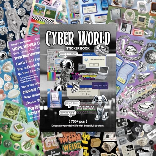 Y2K Cybercore Sticker Book 750+ Retro Aesthetic Designs