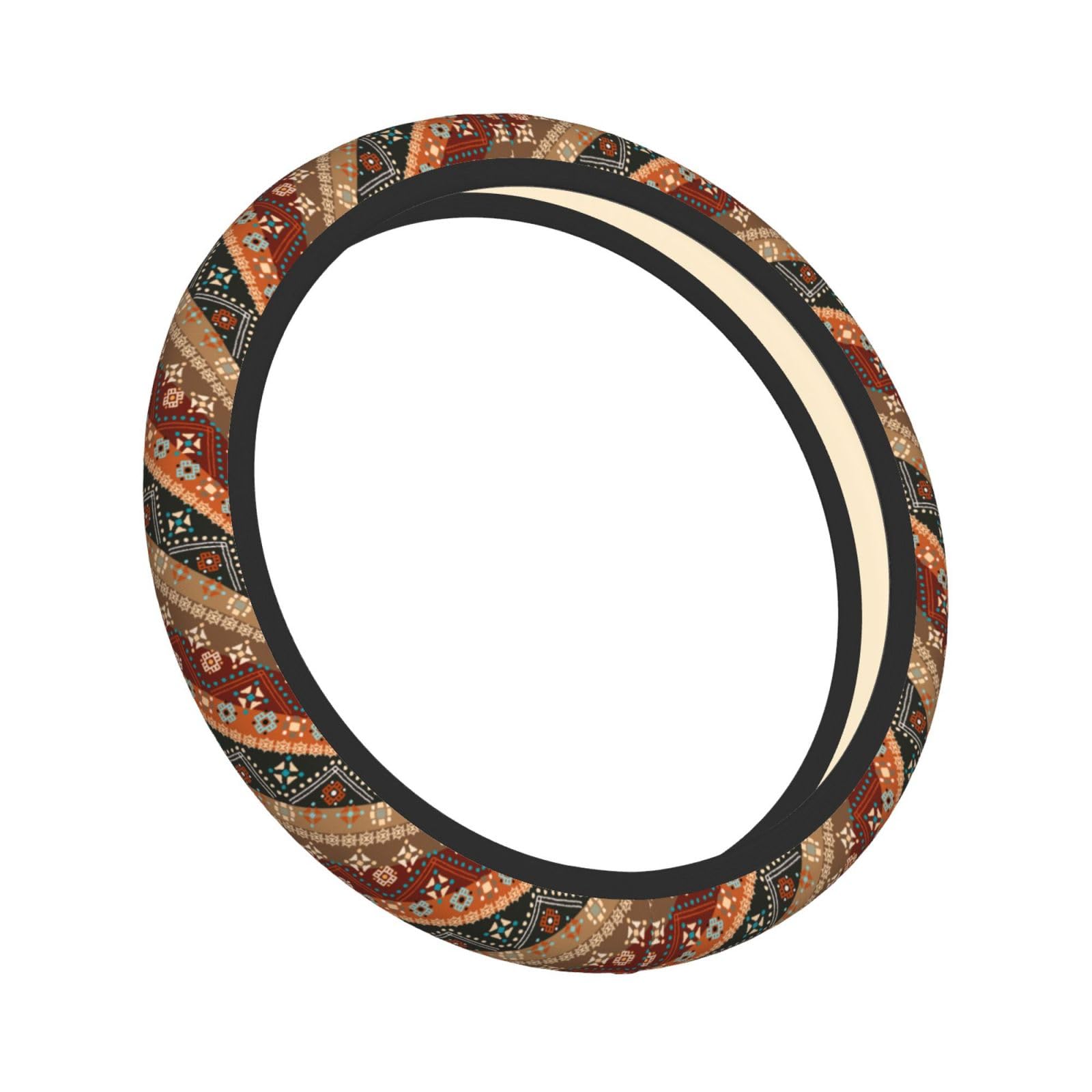 Boho Steering Wheel Cover Women Men Flower Elastic Stretch Soft Car Wheel Protector Universal Breathable No-Slip Car Accessories for Truck Van SUV Auto Fit 14-15 Inches