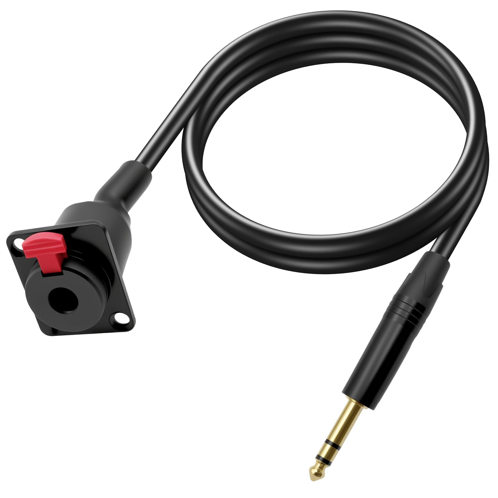 Cavo audio stereo da 6,35 mm tipo D da 6,35 mm femmina da 6,35 mm a maschio da 6,35 mm, cavo di prolunga TRS per cuffie e chitarra, per installazioni audio Pro, 1 m (TRS stereo)