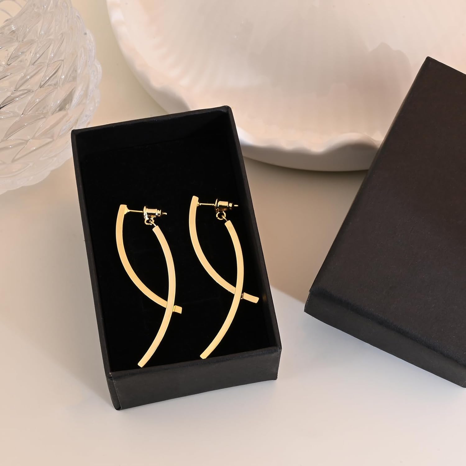 Gold Plated Bar Drop Dangle Earrings Long Bar Stud Earrings for Women Handmade Simple Earrings for Gift - Image 7