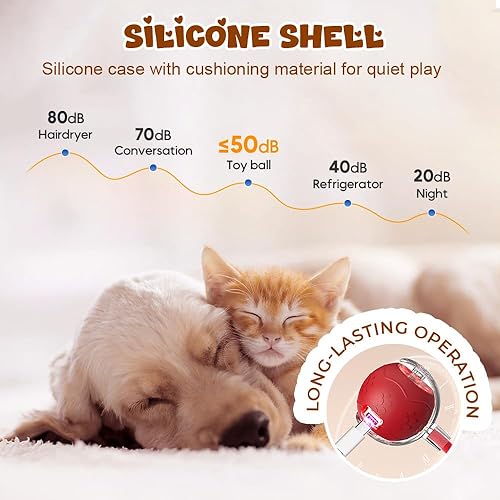 Miniatura 6 de Pelota de juguete interactiva para gatos, bola automática mejorada para mascotas con cuerda, juguetes inteligentes para gatos adultos aburridos de