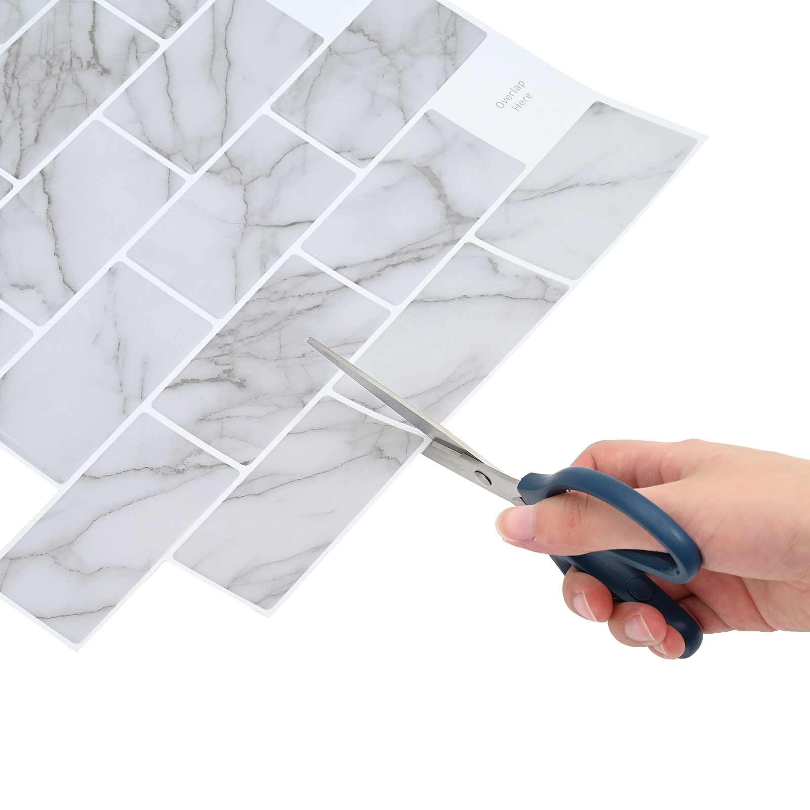 Azulejo de metro 50 piezas blanco mármol 30 x 30 cm autoadhesivo poliuretano PET para baño cocina diseño moderno diseño creativo espacio