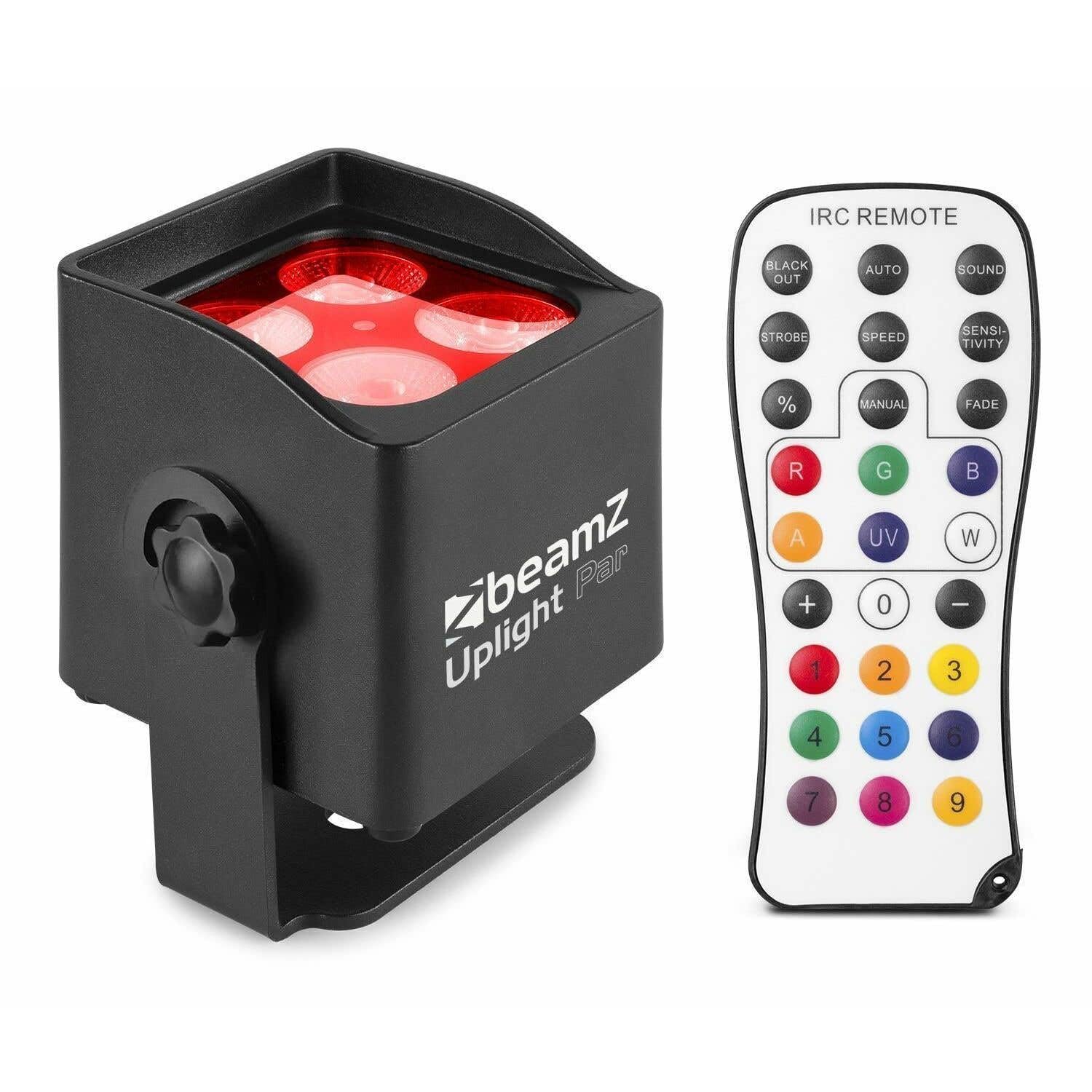 BeamZ BBP44 Weatherproof Battery Uplighter - Wireless, Compact Battery Operated Uplighters with 4X 4W RGBW LEDs, IP65 Rated for Outdoor Events, 25hr Charge, Remote Control Included
