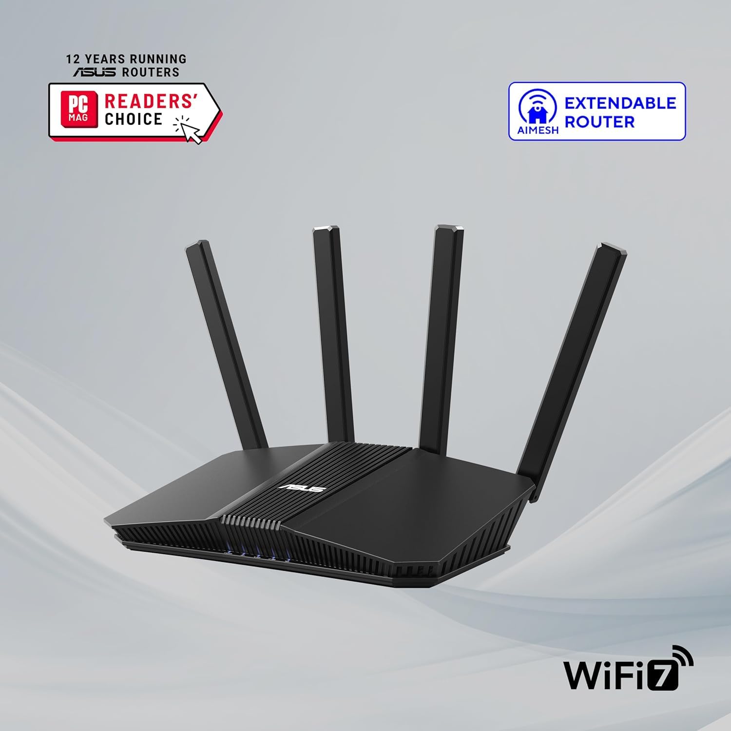 ASUS RT-BE58U V2, Router Estendibile WiFi 7 AiMesh, 4K-QAM, MLO, AI WAN/LAN 2,5G, 4 Porte 1G, Sicurezza di Rete, Parental Control, Rete IoT, VPN, Nero