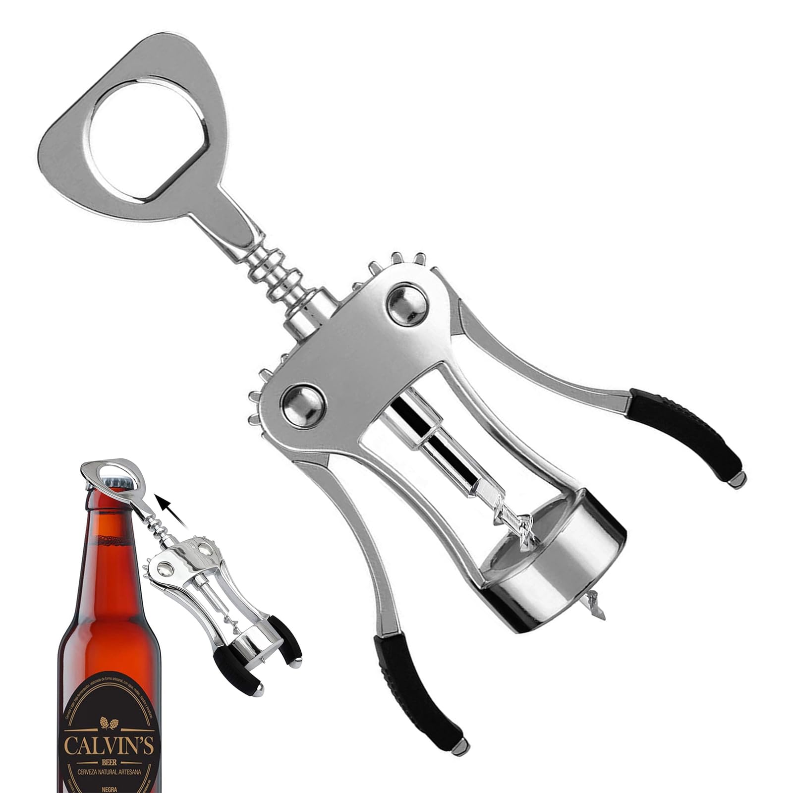 sacacorchos,abridor de vino aleación de zinc ala - abrebotellas vino cerveza doble uso simple y duradero, plata