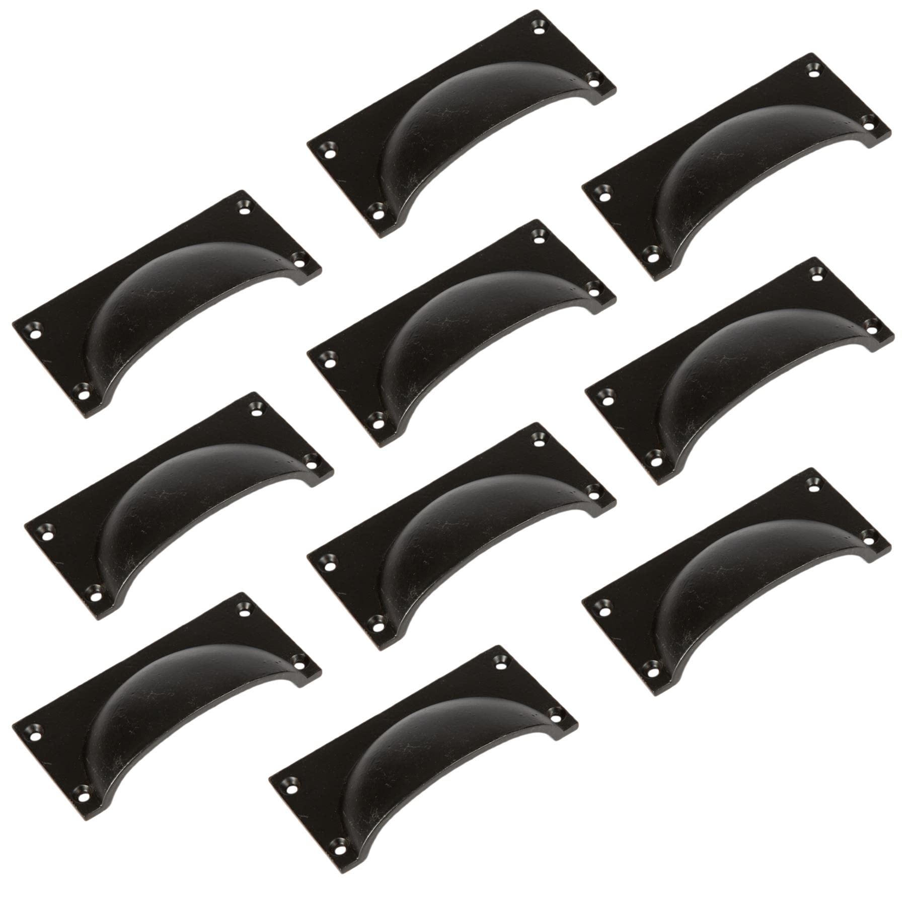 Hammer And Tongs Black Hammer & Tongs Rectangular Cabinet Drawer Pull - W105mm X H50mm - Pack Of 10 - Home Cupboard Door Knob Handles Screws Included