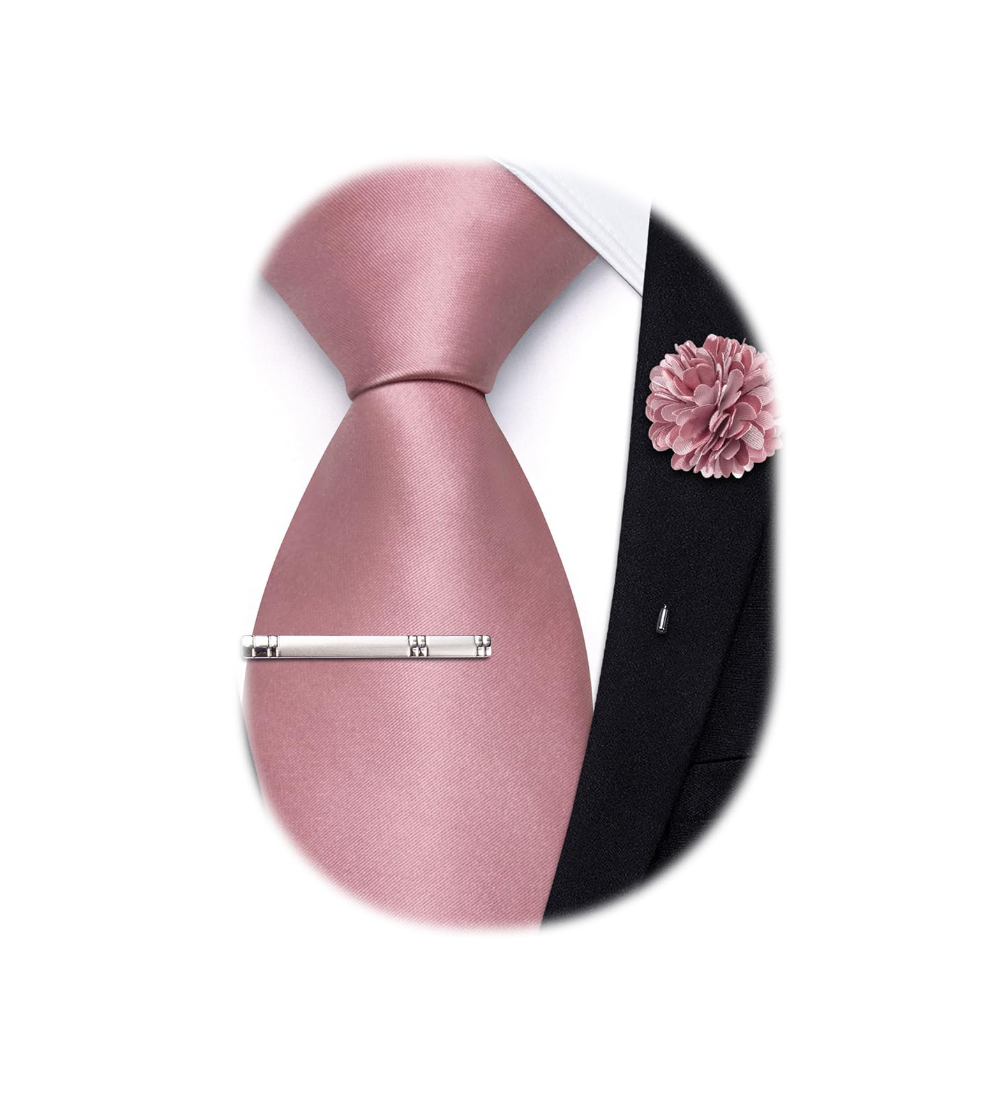 Hi-Tie Pretied Boys Ties Solid Color Kids Adjustable Necktie Lapel Pin Clip Set Age 8-12 Wedding School Graduation