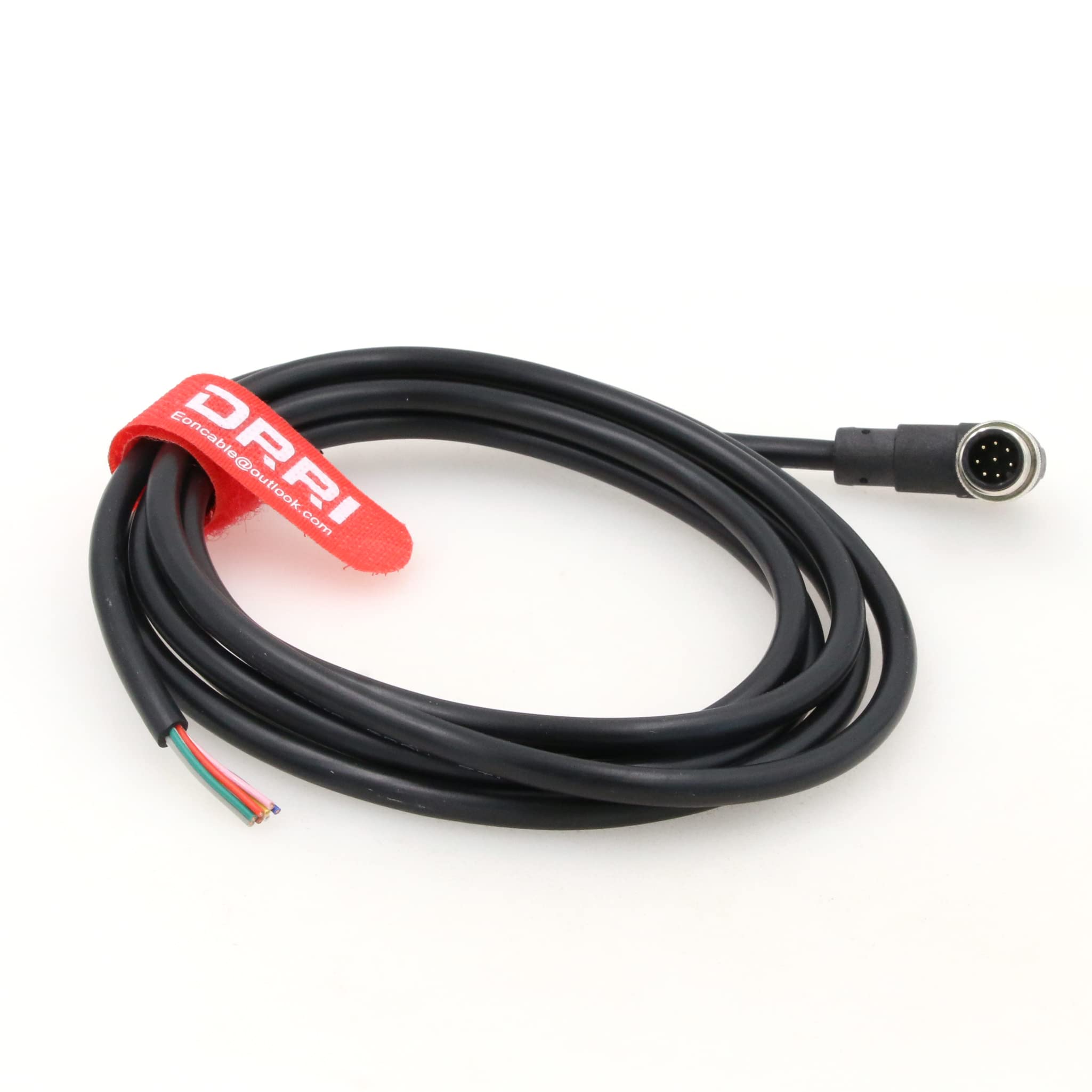 DRRI M12 Right Angle 8-Pins Male Sensor Connector to Fly Lead Waterproof Electrical Shield Cable for Automation Application - Image 2