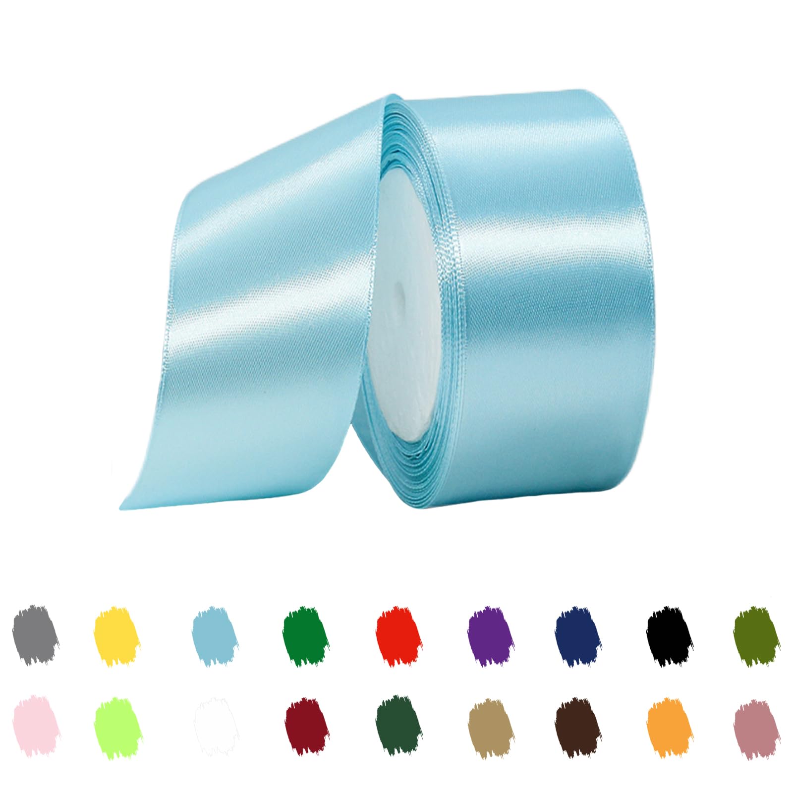 Sky Blue Ribbon 40mm for Gift Wrapping 22M,Baby Blue Satin Ribbon 40mm Wide for Crafting Cake,Hair Bow,Polyester Ribbon Christmas Decoration,Wedding Car Decor