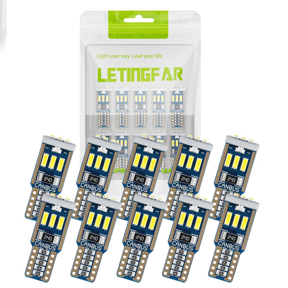 T10 LED ホワイト 爆光 T10 led キャンセラー内蔵 9個4014LED素子 車検対応 取付簡単 12V LED 白 ルーポジションランプ ムランプ T10 ポジション球 ナンバー灯 高耐久 車用LEDライト (白10個セット)