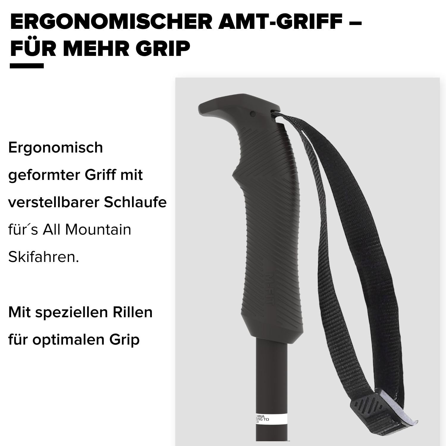 Atomic AMT Skistöcke - Hochwertiger 3* Aluminium Skistock - Ergonomischer Griff am Stock - Verstellbare Handschlaufe - Stöcke mit 60mm-Pistenteller