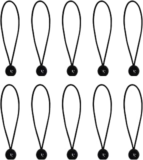 10 Pcs Small Bungee Cords, Black Bungee Cords With Balls, Adjustable Bungee Cords with Balls for Tent/Camping/Household Items/Canopies/Flags/Curtains