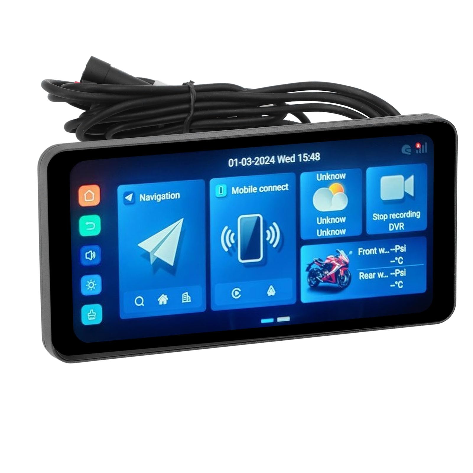 Pyhodi Navigateur GPS pour Moto, écran Haute Résolution étanche de 7 Pouces, Double connectivité, sécurité Supplémentaire avec Caméras Avant et Arrière pour la Conduite, Pyhodi86v1sohuwf