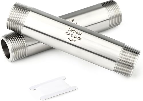 Miniatura 62 de TAISHER 2 accesorios de tubería de acero inoxidable, 1/4 pulgadas NPT x 1/4 pulgadas NPT macho roscado, tubo fundido de pezón de 10 pulgadas