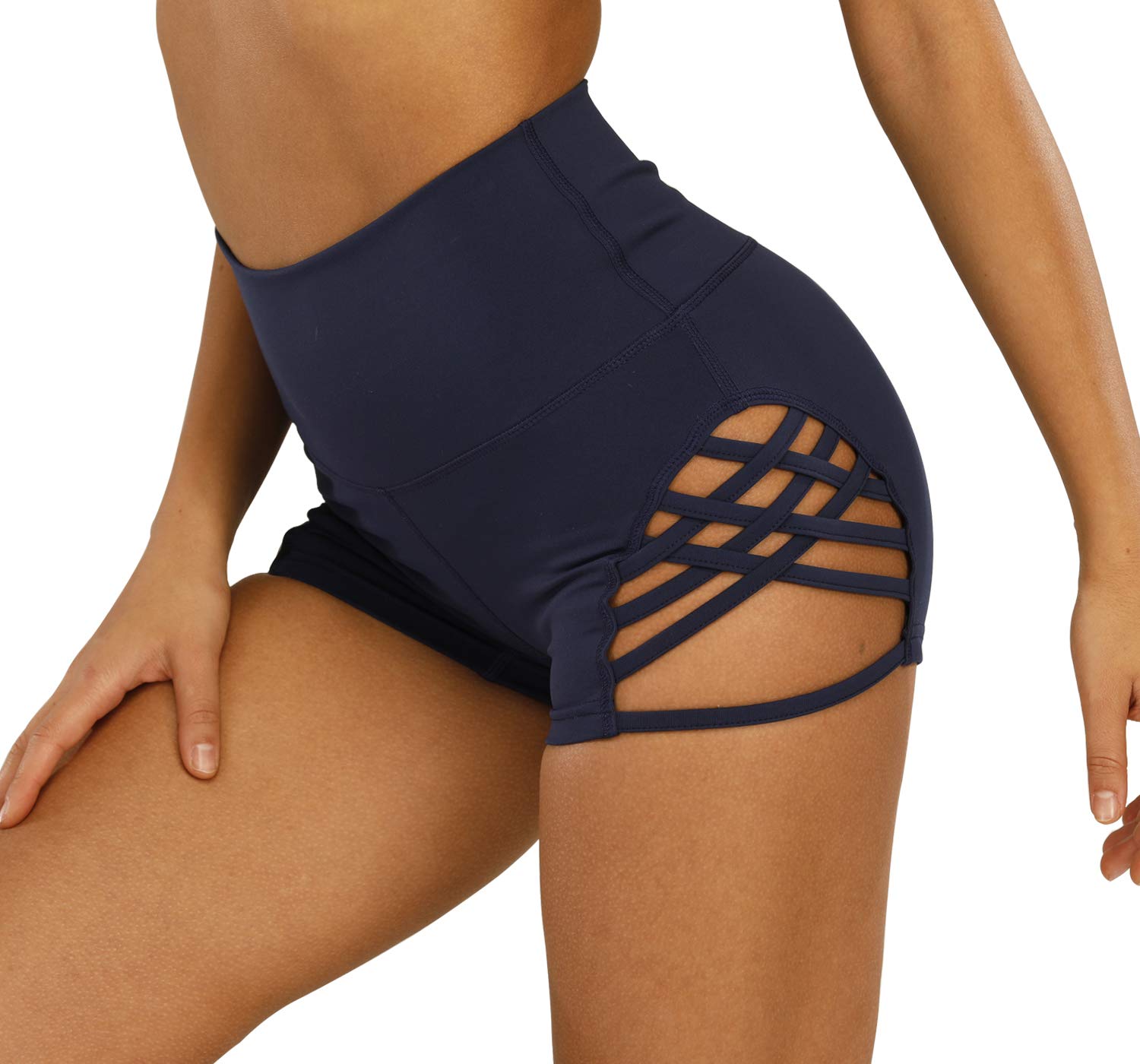 MOSISON Women's Workout Athletic High Waisted Butt Lifting Bandage Sports Gym Yoga Booty Shorts