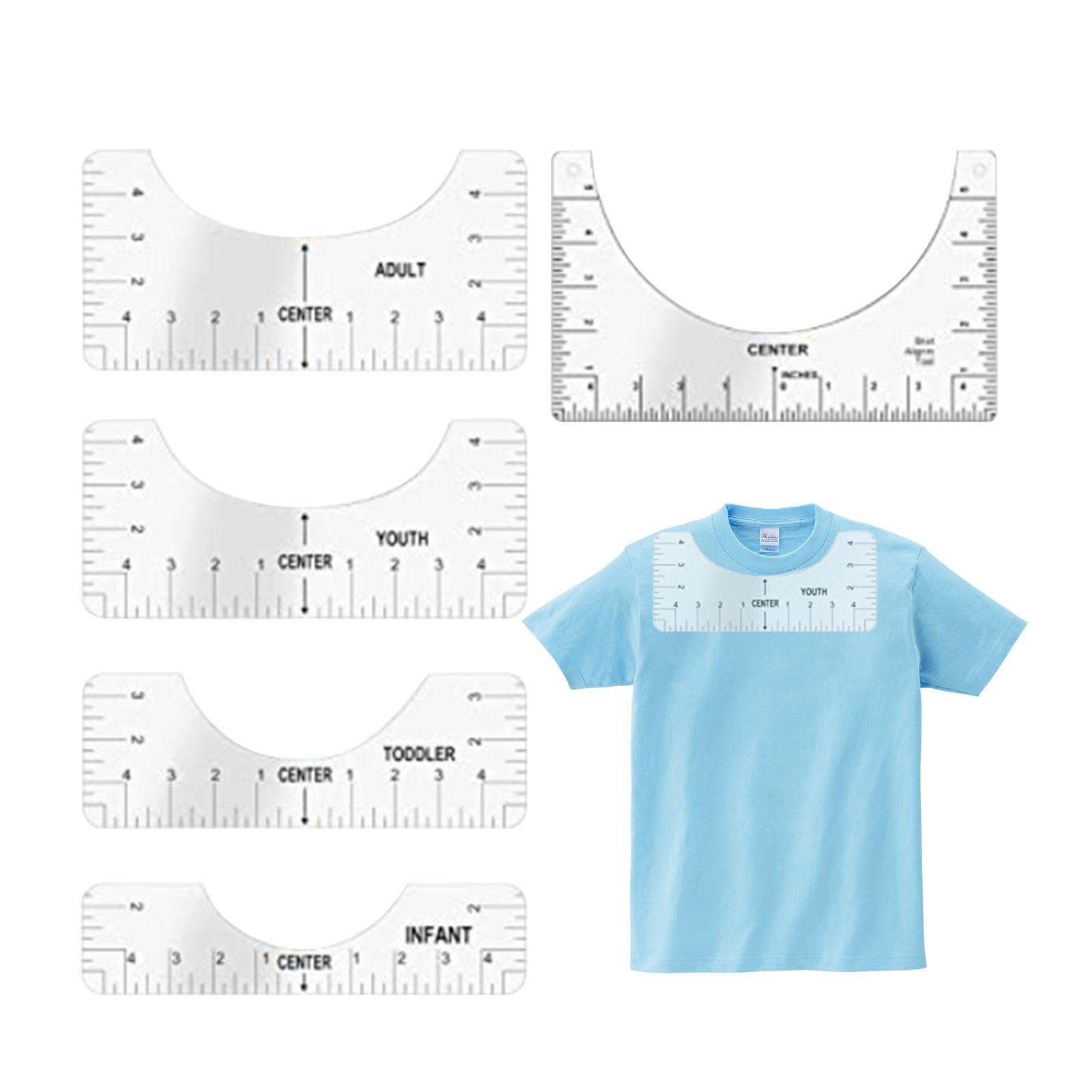 Righelli Allineamento T-Shirt - Set 8 Pezzi Trasparenti Per Stampa E Pressatura A Caldo - Foto 7