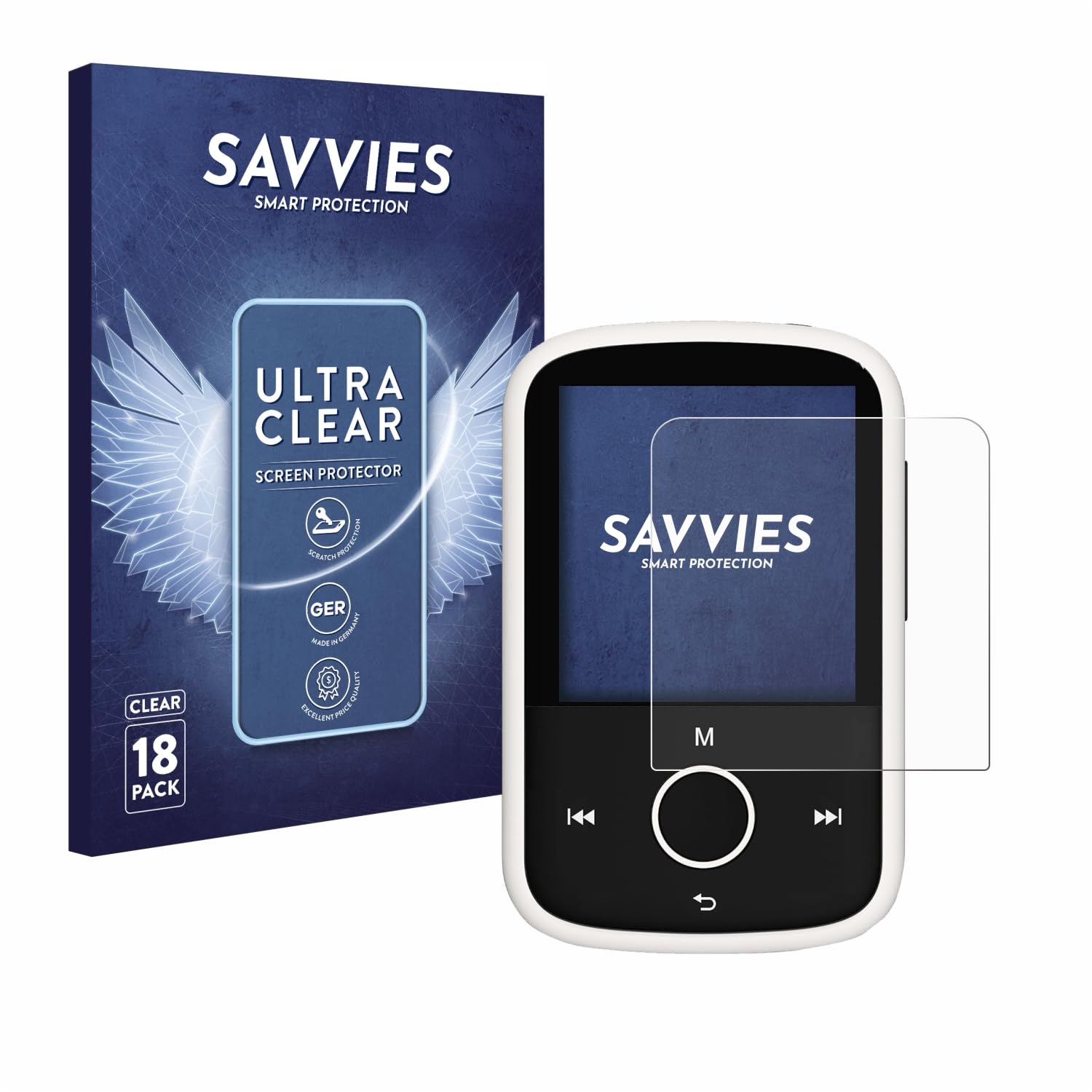 savvies 18 Pack Screen Protector compatible with Majority MP3 16GB Protection Film Clear