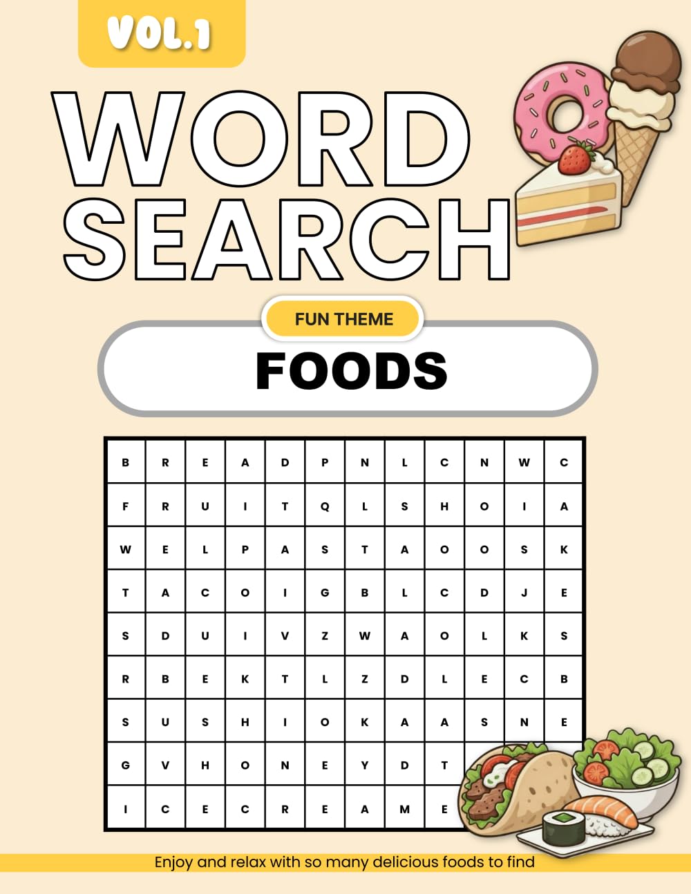 Word Search Book Fun Facts for All Ages: Foods Themed Words to Spark Happiness and Joy!