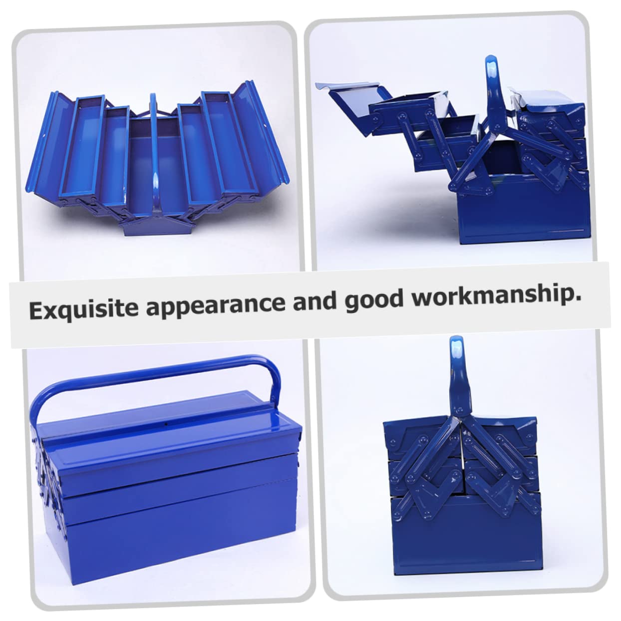 Boîte à Outils en Fer Bleue, Grosse Capacité, Portable pour Rangement