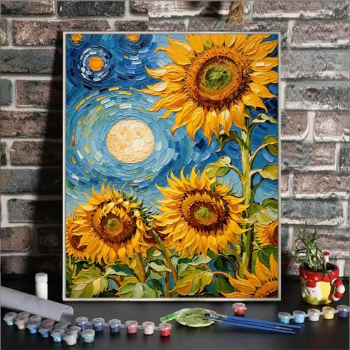 Sunflower Paint by Numbers Kit for Beginners, 16x20" Canvas Home Decor